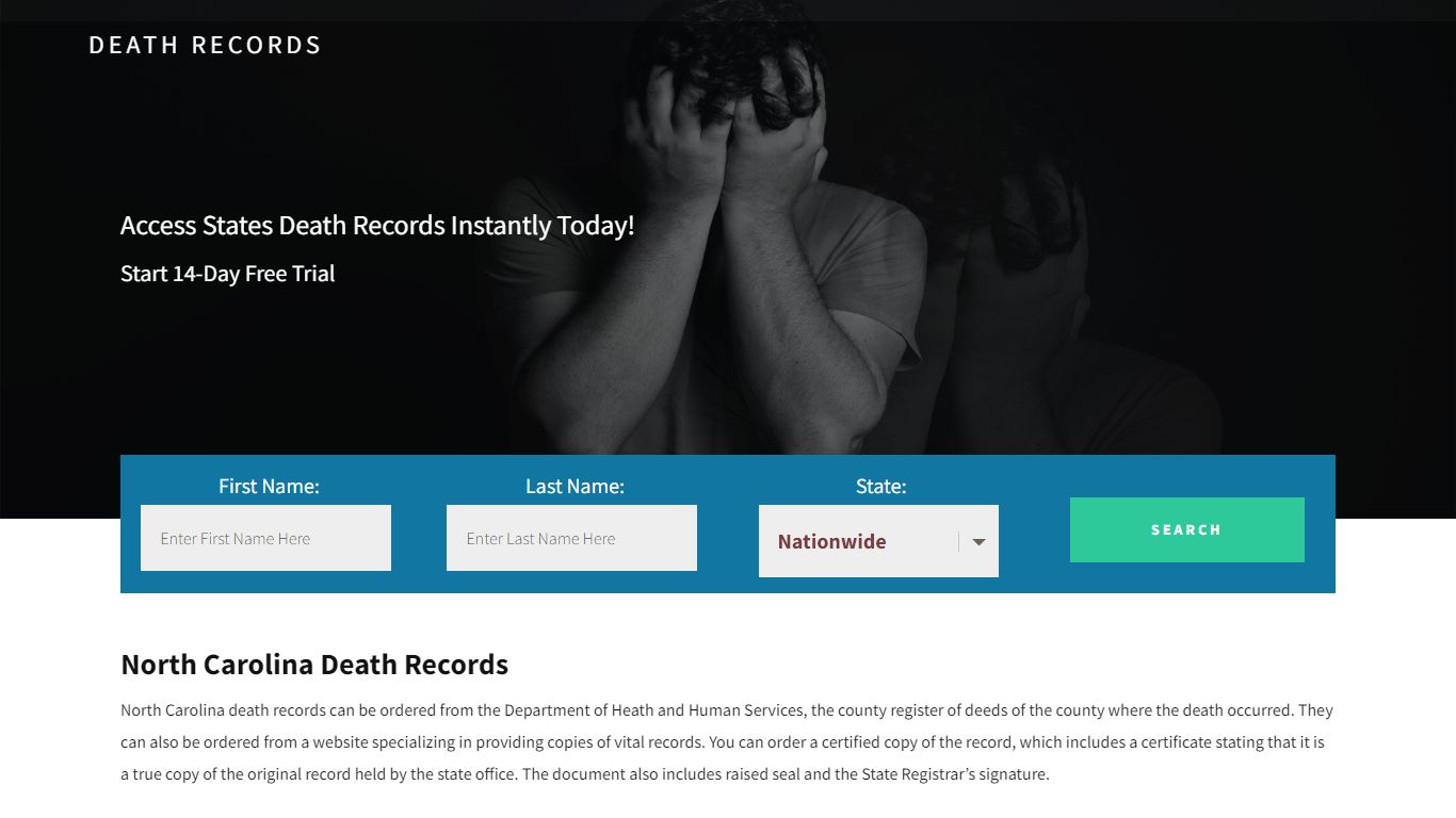 North Carolina Death Records | Enter Name and Search | 14 Days Free